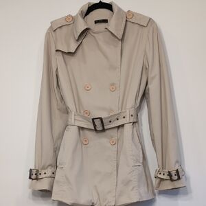 Yumi Mazao | Cotton Cream Double-Breasted Trench Coat Size 3